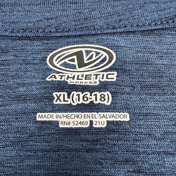 Athletic Works Size XL V-Neck Blue T-Shirt 100% Recycled Polyester - Picture 3 of 5